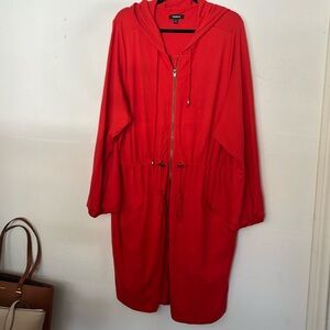 Torrid size 4, long hooded jacket with pockets